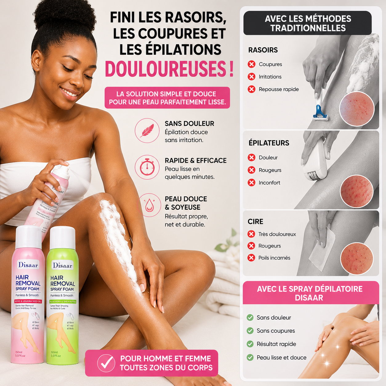 Spray Dépilatoire Révolutionnaire Une peau douce et sans poils